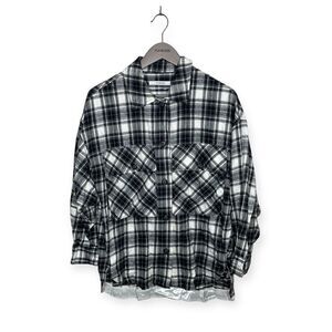 Pharaoh Collection Laura Plaid Oversized Shirt Jacket - Size Small (1)